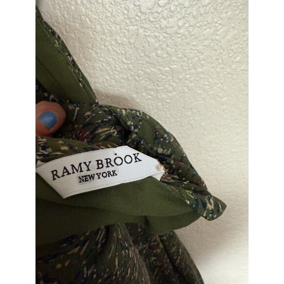 Ramy Brook Belle Halter Neck Dress XL Green Printed Chiffon - Picture 7 of 7